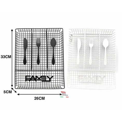 TRADE SHOP - Porta Posate Da Cassetto In Metallo 4 Scomparti 33 X 26 Cm Colorato Cucina Casa -