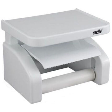 Trade Shop - Porta Rotolo Carta Igienica Portarotolo A Ventosa Bianco Accessori Bagno 59544 -