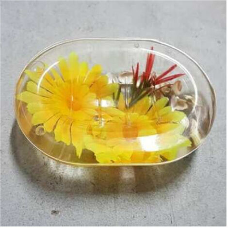 Trade Shop - Porta Sapone Portasapone Decorato Fiore Girasole Bagno Accessorio 52379 -