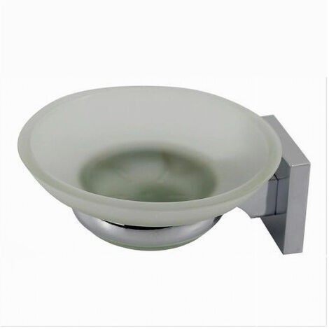TRADE SHOP - Porta Sapone Saponetta Con Piattino Vetro Satinato Parete Bagno Square 59185 -