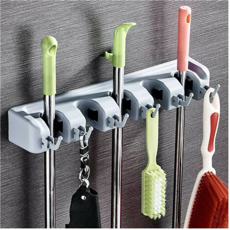 Trade Shop - Porta Scope Da Muro Salva Spazio Supporto 5 Posti 6 Ganci Salvaspazio -