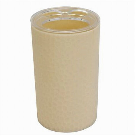 TRADE SHOP - Porta Spazzolini Bicchiere Accessorio Arredo Bagno Beige Lavorato 3 Fori 79790 -