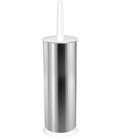 TRADE SHOP - Porta Spazzolone Bagno In Acciaio Satinato Portascopino Per Wc Con Contenitore -
