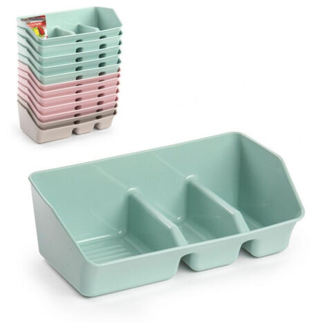 TRADE SHOP - Porta Spugne 3 Scomparti Porta Accessori Lavandino Organizer Salvaspazio 112581a -