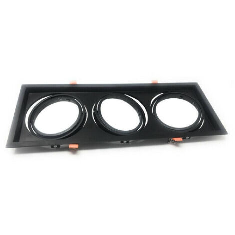 TRADE SHOP - Portafaretti Incasso Triplo Per Faretto Ar111 Rettangolare Orientabile P-ar111-3 - Nero