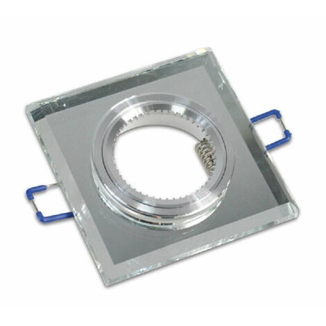 TRADE SHOP - Portafaretto Da Incasso Quadrato In Vetro Effetto Specchio Foro 60mm Argento P18 -