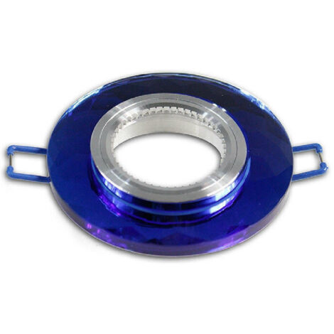 TRADE SHOP - Portafaretto Da Incasso Tondo Vetro Effetto Specchio Supporto Controsoffitto P19 - Blu