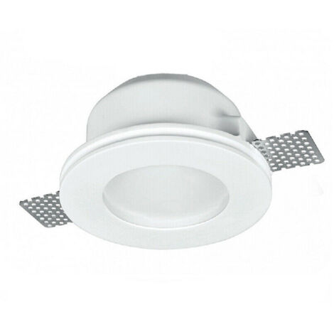 TRADE SHOP - Portafaretto Gesso Incasso A Scomparsa Supporto Faretto Tondo Con Vetrino Gs-15 -