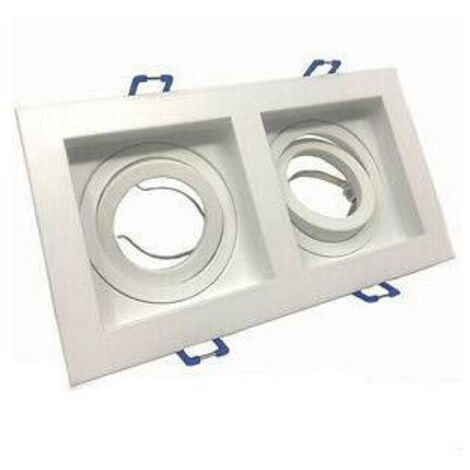 Trade Shop - Portafaretto Incasso Orientabile Doppio Per Due Faretti Per Controsoffitta P24 - Blanco