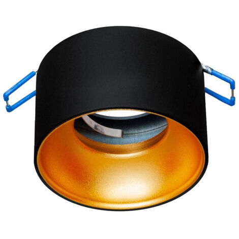 TRADE SHOP - Portafaretto Tondo Nero Oro Incasso 70 Mm Luce Soffitto Lampade Led Gu10 Gu5.3 -