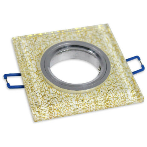 Trade Shop - Portafocos De Empotrar Para Foco Cuadrado P16 Cristal Glitter Blanco Plata Oro -      Oro