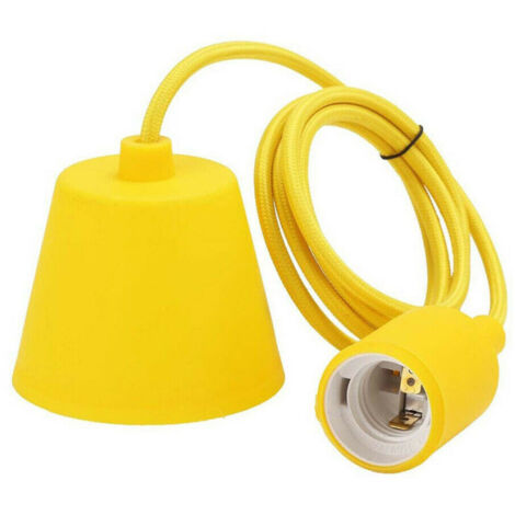 Trade Shop - Portalampada A Sospensione Pendente Lampadario Soffitto E27 Giallo Dt-j01 1 Mt -