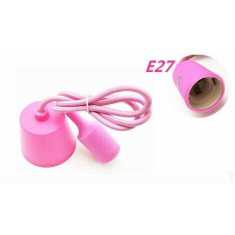 Trade Shop - Portalampada E27 A Sospensione Cavo Pendente Porta Lampada Soffitto Rosa E27-sa -