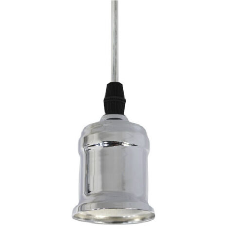 TRADE SHOP - Portalampada E27 A Sospensione Lampadario Pendente Porta Lampada 1,2 Metri E27-a - Argento