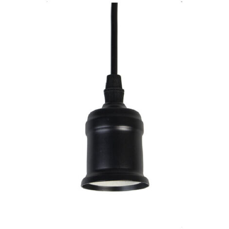 Trade Shop - Portalampada E27 A Sospensione Lampadario Pendente Porta Lampada 1,2 Metri E27-a - Negro