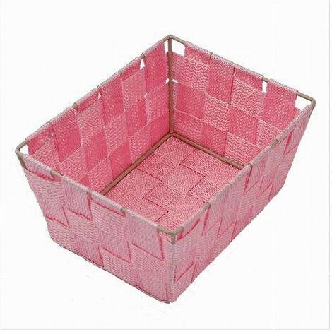 TRADE SHOP - Portaoggetti Organizer Multiuso Bagno Camera Cucina Tessuto Rosa 19x14x9cm 79011 -