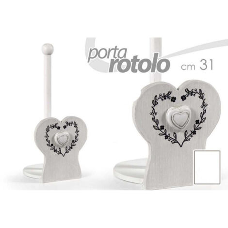 Trade Shop - Portarrollos De Cocina Decoración Corazón 31 Cm Madera Shabby Chic Papel De Mesa 662270 -