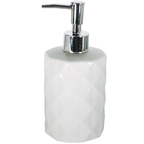 Trade Shop - Portasapone Cilindrico Rombi Bianco Porta Sapone Esy10343 Dispenser Sapone -