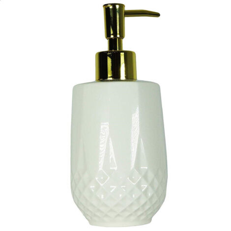 Trade Shop - Portasapone Porta Sapone Cilindrico Bianco Esy10351 Trama Rombo Ceramica Sapone -