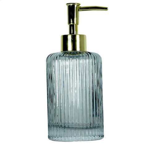 TRADE SHOP - Portasapone Porta Sapone Cilindrico Righe Grigio 10368 Trama Vetro Sapone -
