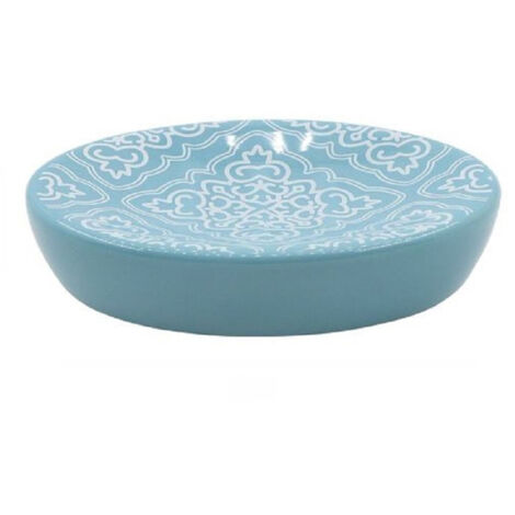 TRADE SHOP - Portasapone Saponetta Accessorio Arredo Bagno Azzurro Con Maioliche 11x3cm 87023 -