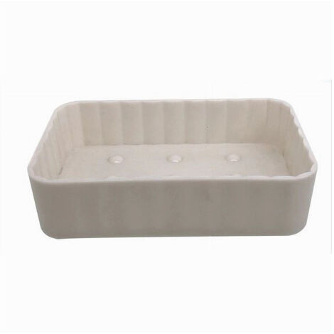 TRADE SHOP - Portasapone Saponetta Da Bagno Rettangolare Bianco Rigato Accessori Arredo 79164 -