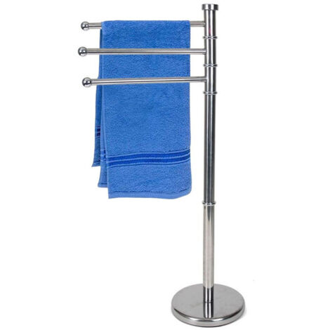 TRADE SHOP - Portasciugamani Da Terra Piantana 80cm 3 Bracci Porta Asciugamano In Metallo -