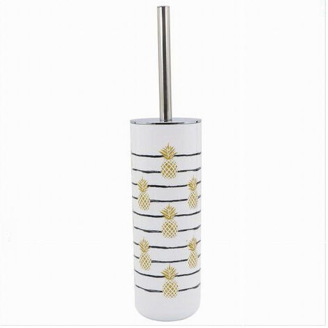 Trade Shop - Portascopino 9.1x26.8cm Con Scopino Accessori Bagno Wc Toilette Con Ananas 69761 -