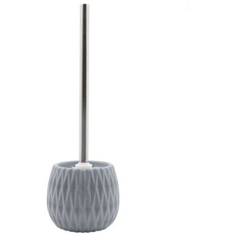 TRADE SHOP - Portascopino Grigio Lavorato Con Scopino Accessorio Moderno Arredo Bagno 79953 -