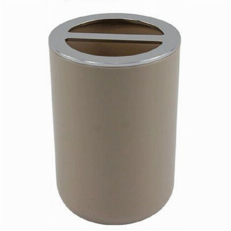 TRADE SHOP - Portaspazzolini Bicchiere Accessori Bagno 2 Fori Tortora Silver Contenitore 69466 -