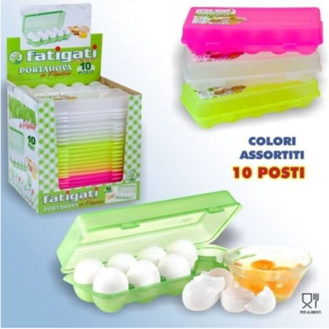 TRADE SHOP - Portauova Porta 10 Uova Posti Contenitore Frigo Plastica Colorato Scatola Dfh -