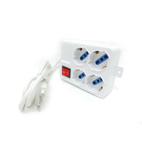 Trade Shop - Posición De Potencia Para 4 Postes Schuko Con Protección + Interruptor -
