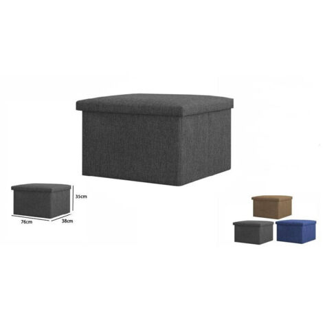 TRADE SHOP - Pouff Puff Pouf Contenitore Imbottito Con Seduta In Tessuto 76 X 38 X 35cm 69588 -