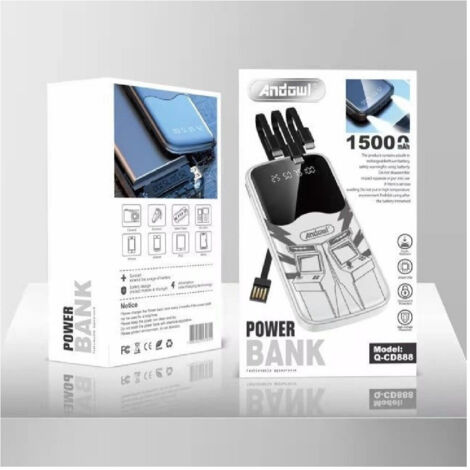 Trade Shop - Powerbank 15000mah Q-cd888 Torcia Luce Led Carica Fino 5 Disposición -