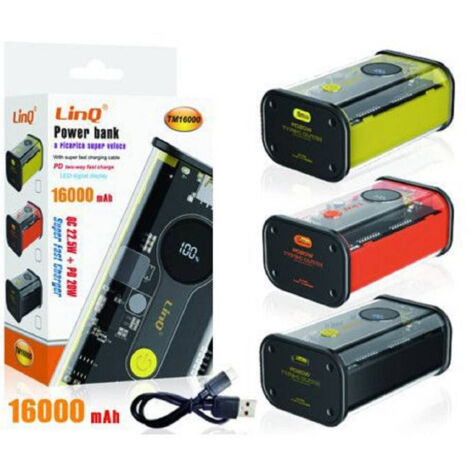 Trade Shop - Powerbank 16000mah Carica Rapida Usb-c 20w + Usb 22.5w Con Led Display Tm16000 -