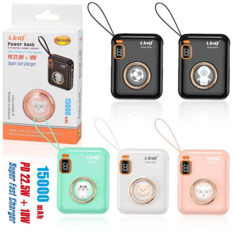 Trade Shop - POWERBANK SCHNELLLADEN MIT TYP-C-KABEL + 8PIN PD 22,5 W + 18 W 15000 MAH TM16004 -