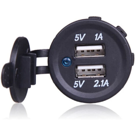TRADE SHOP - Presa Di Ricarica 1a 2.1a 12v Moto Impermeabile Doppia Porta Usb Atv Barca Auto -