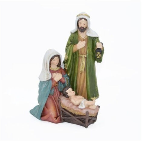 Trade Shop - PRESEPE NATIVITÄT IN RESINA SACRA FAMILY DECORATIONEN NATALIZIE H24CM -