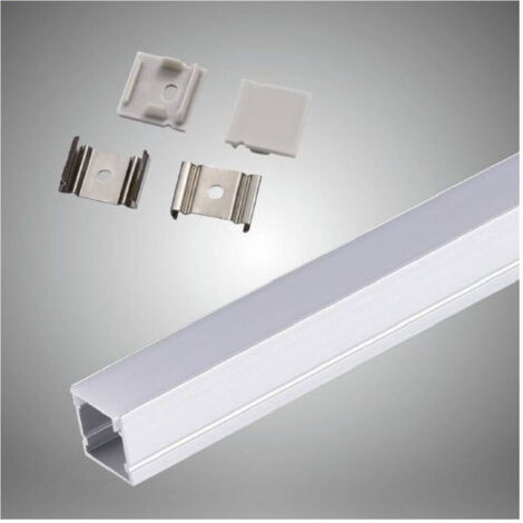 TRADE SHOP - Profilo In Alluminio Barra Da 2mt Con Copertura Opaca Per Strip Led Strisce Al15 -