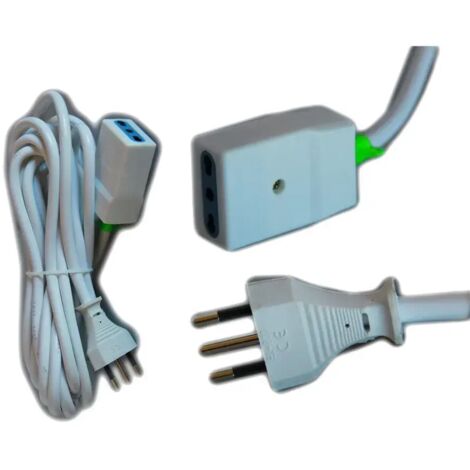 TRADE SHOP - Prolunga Corrente Elettrica Cavo 3 5 10 Metri 220v Bipasso Spina Italiana Presa -    -3 mt   -