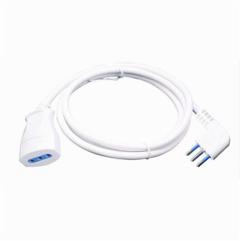 TRADE SHOP - Prolunga Lineare Bianca Da 3 Mt Spina 10a 2p+t + Presa 10a 2p+t Cavo 90° 83270 -