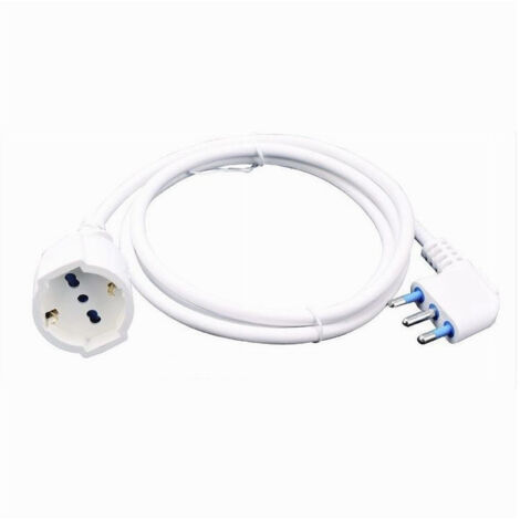 TRADE SHOP - Prolunga Lineare Cavo A 90° 10 Mt Spina 16a Presa Schuko Universale Bianca 83290 -