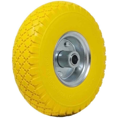Trade Shop - PU VOLLRAD PU GELB SCHUBKARRE WAGEN 25 CM STAHLFELGE -
