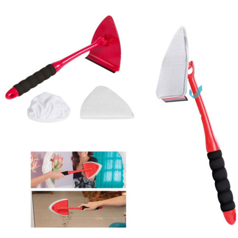 TRADE SHOP - Pulitore 360 Gradi Con Panno Microfibra Manico Specchi Vetri Superfici Finestre -