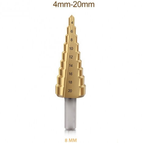 TRADE SHOP - Punte Per Trapano A Scala Diametro 4-20 Mm 8mm Perforazione In 9 Fasi Fresa Fori -