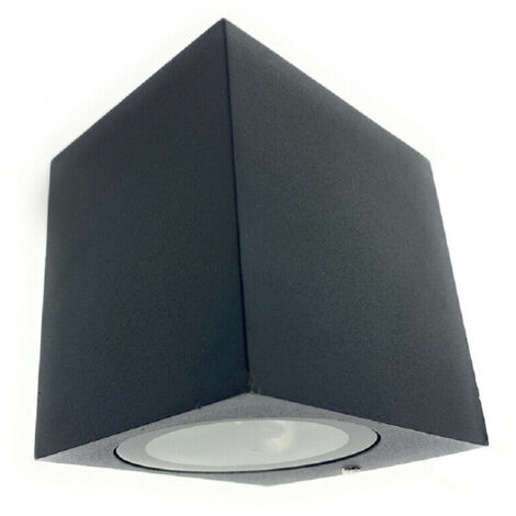 Trade Shop - QUADRATISCHE WANDLEUCHTE MODERNE AUSSENWANDLEUCHTE GU10-ANSCHLUSS IP65 ES54 -      Schwarz