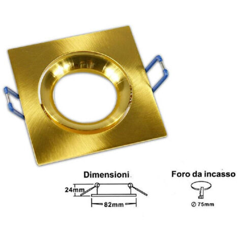 Trade Shop - QUADRATISCHER EINBAU-SPOTLIGHT-HALTER EINSTELLBARER SPOTLIGHT MIT FEDERN 75 MM LOCH P20 - Gold