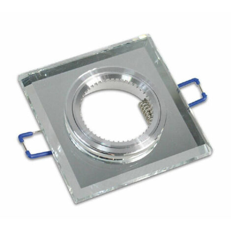 Trade Shop - QUADRATISCHER EINBAUSTRAHLERHALTER AUS GLAS, LOCH MIT SPIEGELEFFEKT, 60 MM, SILBER P18 -