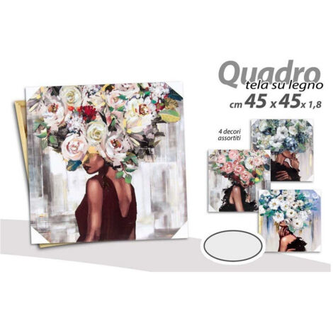 Trade Shop - Quadro Quadretto Decorativo 45 X 45 X 1,8cm Tela Su Legno Deluxe 4 Decori 831966 -