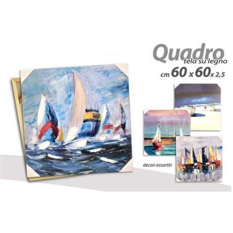 TRADE SHOP - Quadro Quadretto Decorativo 60x60x2,5 Cm Tela Su Legno Deluxe Decori Ass. 806827 -